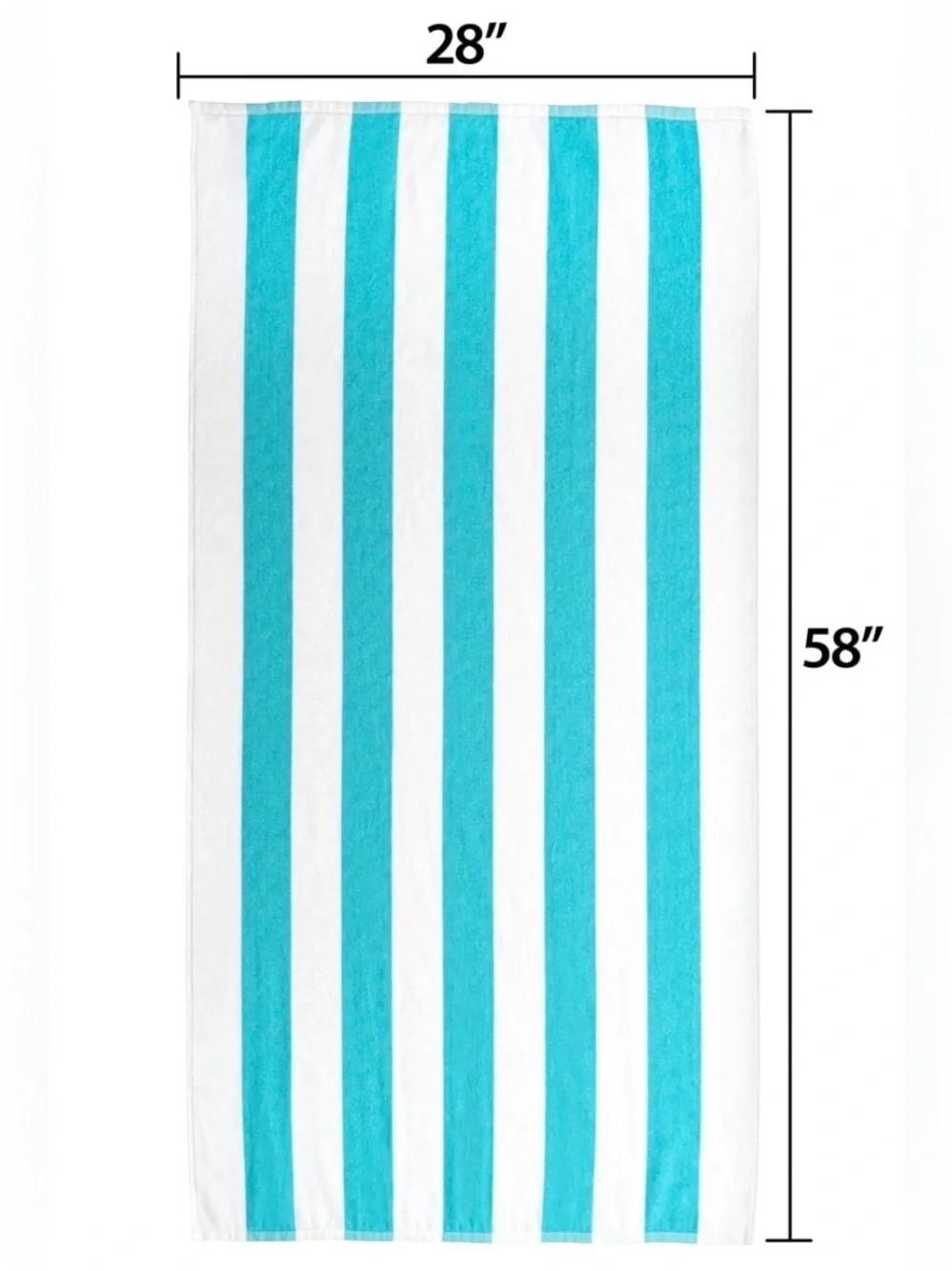 2-Mainstays Cabana Striped Cotton Beach Towel w/ Hanging Loop Blue/White 28x58